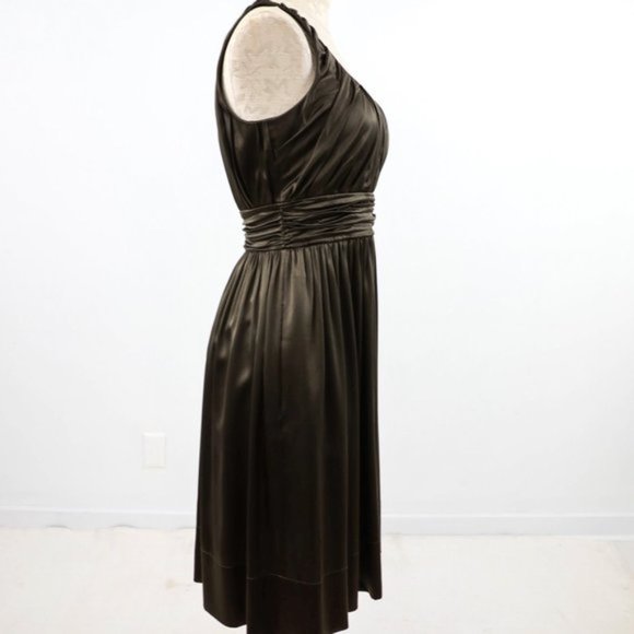 DKNY 4 100% Silk Ruched Cocktail Dress Dark Green - Picture 5 of 8